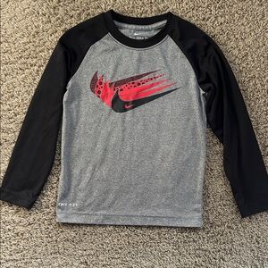 Nike Black and Gray Long Sleeve with Red Logo